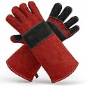 GRILL ARMOR Fireplace &amp; Wood Stove Gloves, Fire Resistant Leather, 932F