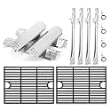 Grill Replacement Parts for Nexgrill 4 Burner 720-0830H 720-0783E, 5 Burner 720-0888 720-0888N, 17Inch Grill Grates, Heat Plates Tent, Burners and Igniter Kit for Nexgrill Replacement Parts 720-0830H