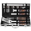 Grilljoy BBQ Accessories Grill Tools Set - 22PCS Stainless Steel Barbecue Grill Accessories for Outdoor Grill with Black Aluminum Case - Christmas Grilling Gifts for Men &amp; Dad -Grill Tools Kit