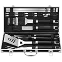 Grilljoy BBQ Accessories Grill Tools Set - 22PCS Stainless Steel Barbecue Grill Accessories for Outdoor Grill with Black Aluminum Case - Christmas Grilling Gifts for Men & Dad -Grill Tools Kit