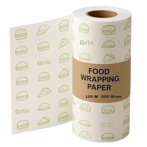 grin 100 meter food wrapping paper roll baking butter roti wrapping paper wax paper roll reheatable parchment paper 100 food grade pack of 2