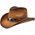 grinderPUNCH Straw Cowboy Hat for Men Women Western Cowgirl Outback Sun Hat