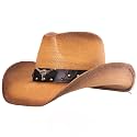 grinderPUNCH Straw Cowboy Hat for Men Women Western Cowgirl Outback Sun Hat