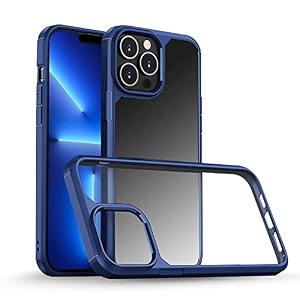 gripp defender crystal clear transparent back case compatible with iphone 14 pro max 6734 shock absorption and drop tested with dual layer full protection and slim fit back cover - blue