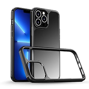 gripp defender crystal clear transparent back case compatible with iphone 14 pro max 6734 shock absorption and drop tested with dual layer full protection and slim fit back cover - black