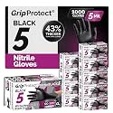 GripProtect Precise 5 Mil Black Nitrile Gloves – Chemical Resistant Nitrile Gloves with Textured Grip for Mechanics, Janitors & Food Prep – Medical Disposable Gloves, XLarge Case of 1000, 10 bx of 100