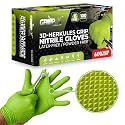 GRIPXX Herkules Grip Heavy Duty 8Mil Nitrile Gloves,3D Raised Diamond Texture-Latex &amp; Powder Free-Industrial, Mechanic