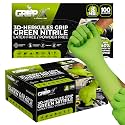 GRIPXX Herkules Grip Heavy Duty 8Mil Nitrile Gloves,3D Raised Diamond Texture-Latex &amp; Powder Free-Industrial, Mechanic