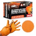 GRIPXX Herkules Grip Heavy Duty 8Mil Nitrile Gloves,3D Raised Diamond Texture-Latex &amp; Powder Free-Industrial, Mechanic