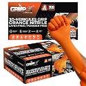 GRIPXX Herkules Grip Heavy Duty 8Mil Nitrile Gloves,3D Raised Diamond Texture-Latex &amp; Powder Free-Industrial, Mechanic