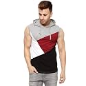 GRITSTONES Men39s Cotton Hooded Sleeveless Grey MelangeBlack