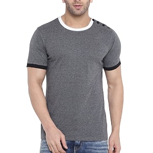 GRITSTONES Mens Dark Grey White Half Sleeves