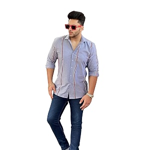 GRITSTONES Men Full Sleeve Striped Cotton Shirt