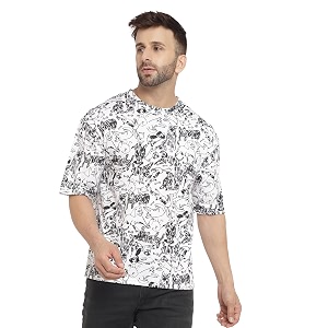 GRITSTONES Men Oversized Half Sleeve Cotton T-Shirt