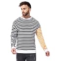 GRITSTONES Men OversizedRound Neck Stripe Drop Shoulder