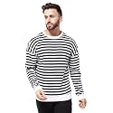 GRITSTONES Men OversizedRound Neck Stripe Drop Shoulder