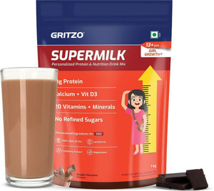 gritzo supermilk growth 13y girls 13g protein powder double chocolate