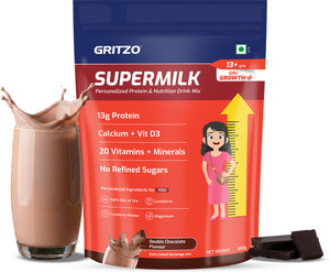 gritzo supermilk growth 13y girls 13g protein powder double chocolate