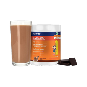 gritzo supermilk growth 7-9y girls 10g protein powder double chocolate