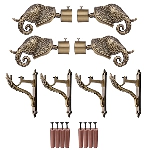 grivan aluminium antique finish elephant curtain brackets parda holders with jaguar support fittings 1 inch rod pocket finials for door and window antique pair of 2