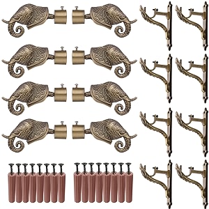 grivan aluminium antique finish elephant curtain brackets parda holders with jaguar support fittings 1 inch rod pocket finials for door and window antique pair of 4