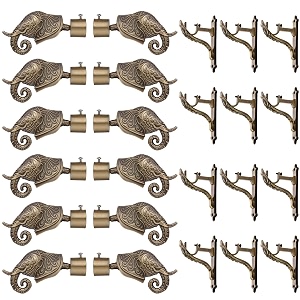 grivan aluminium antique finish elephant curtain brackets parda holders with jaguar support fittings 1 inch rod pocket finials for door and window antique pair of 6