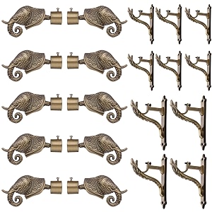 grivan aluminium antique finish elephant curtain brackets parda holders with jaguar support fittings 1 inch rod pocket finials for door and window antique pair of 5