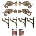GRIVAN Aluminium Antique Finish Elephant Curtain Brackets Parda Holders with Jaguar Support Fittings 1 Inch Rod Pocket Finials for Door and Window (Antique, Pair of 2)