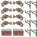 GRIVAN Aluminium Antique Finish Elephant Curtain Brackets Parda Holders with Jaguar Support Fittings 1 Inch Rod Pocket Finials for Door and Window (Antique, Pair of 4)