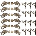 GRIVAN Aluminium Antique Finish Elephant Curtain Brackets Parda Holders with Jaguar Support Fittings 1 Inch Rod Pocket Finials for Door and Window (Antique, Pair of 6)