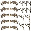 GRIVAN Aluminium Antique Finish Elephant Curtain Brackets Parda Holders with Jaguar Support Fittings 1 Inch Rod Pocket Finials for Door and Window (Antique, Pair of 5)