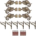 GRIVAN Aluminium Antique Finish Elephant Curtain Brackets Parda Holders with Jaguar Support Fittings 1 Inch Rod Pocket Finials for Door and Window (Antique, Pair of 3)