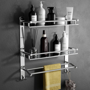 GRIVAN Multipurpose Bathroom Shelf with Towel Rod
