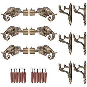 grivan rajwada royal aluminium elephant curtain brackets parda holders with support fittings 1 inch rod pocket finials designer door and window antique pair of 3