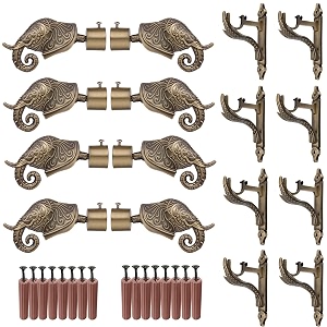 grivan rajwada royal aluminium elephant curtain brackets parda holders with support fittings 1 inch rod pocket finials designer door and window antique pair of 4