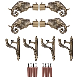 grivan rajwada royal aluminium elephant curtain brackets parda holders with support fittings 1 inch rod pocket finials designer door and window antique pair of 2