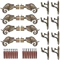 GRIVAN Rajwada Royal Aluminium Elephant Curtain Brackets Parda Holders with Support Fittings 1 Inch Rod Pocket Finials Designer Door and Window (Antique ,Pair of 4)