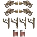 GRIVAN Rajwada Royal Aluminium Elephant Curtain Brackets Parda Holders with Support Fittings 1 Inch Rod Pocket Finials Designer Door and Window (Antique ,Pair of 2)