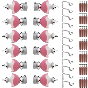 grivan stainless steel amp abs curtain bracket parda holder with support 1 inch rod pocket finials designer door and window rod support fittings curtain rod holder pair of 6  pink 