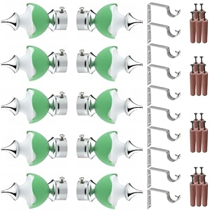 grivan stainless steel amp abs curtain bracket parda holder with support 1 inch rod pocket finials designer door and window support fittings curtain holder pair of 5 green