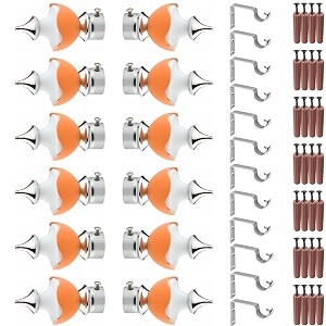 grivan stainless steel amp abs curtain bracket parda holder with support 1 inch rod pocket finials designer door and window rod support fittings curtain rod holder pair of 6 orange 