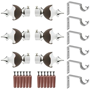 grivan stainless steel amp abs curtain bracket parda holder with support 1 inch rod pocket finials designer door and window support fittings pair of 3 dark brown