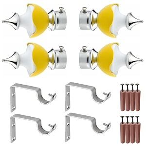 grivan stainless steel amp abs curtain bracket parda holder with support 1 inch rod pocket finials designer door and window support fittings curtain holder pair of 2 yellow