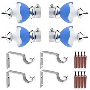 grivan stainless steel amp abs curtain bracket parda holder with support 1 inch rod pocket finials designer door and window rod support fittings curtain rod holder pair of 2  blue 