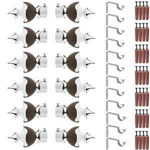 grivan stainless steel amp abs curtain bracket parda holder with support 1 inch rod pocket finials designer door and window rod support fittings curtain rod holder pair of 6  dark brown 