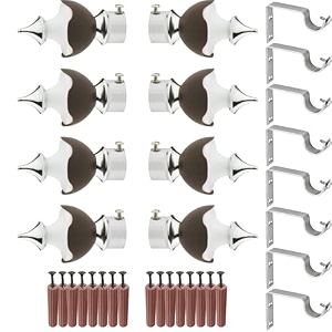 grivan stainless steel amp abs curtain bracket parda holder with support 1 inch rod pocket finials designer door and window support fittings curtain holder pair of 4 dark brown