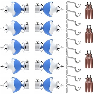 grivan stainless steel amp abs curtain bracket parda holder with support 1 inch rod pocket finials designer door and window rod support fittings curtain rod holder pair of 5  blue 