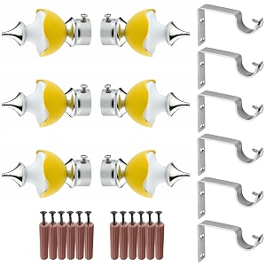 grivan stainless steel amp abs curtain bracket parda holder with support 1 inch rod pocket finials designer door and window support fittings curtain holder pair of 3 yellow