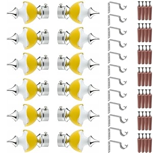 grivan stainless steel amp abs curtain bracket parda holder with support 1 inch rod pocket finials designer door and window support fittings curtain holder pair of 6 yellow