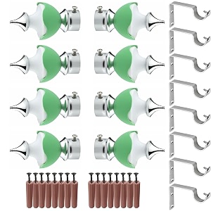 grivan stainless steel amp abs curtain bracket parda holder with support 1 inch rod pocket finials designer door and window rod support fittings curtain rod holder pair of 4  green 